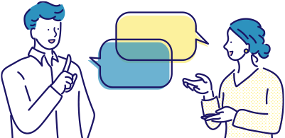 男女が話し合っているイラスト